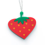 laser cut perspex acrylic strawberry heart necklace