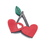 Perspex acrylic heart cherry brooch