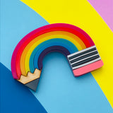 Pencil rainbow Perspex acrylic brooch 