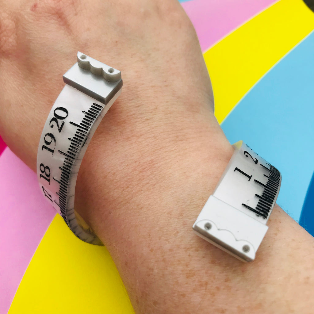 Pearl Measuring Tape Acrylic Bracelet Little Pig Jewellery Design