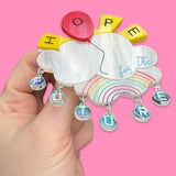 Hope for the Future cloud and rainbow brooch