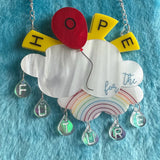 Hope balloon and clouds necklace