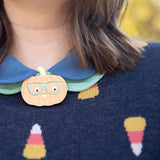 Glasses wearing pumpkin brooch
