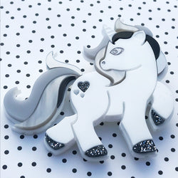 Perspex acrylic unicorn pony brooch