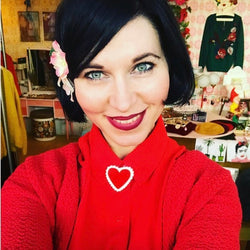 red heart laser cut brooch