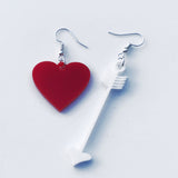 Acrylic Heart and Arrow Drop Earrings