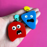 primary acrylic monster earrings