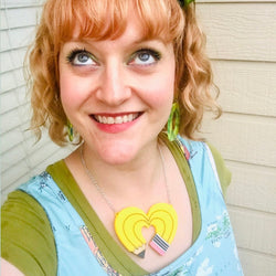yellow pencil heart necklace