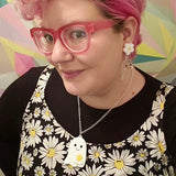 flower and kawaii ghost necklace
