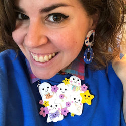 kawaii ghost statement necklace