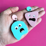 pastel rock monster earrings
