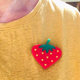 laser cut acrylic strawberry brooch