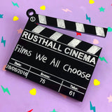 Custom acrylic clapperboard brooch