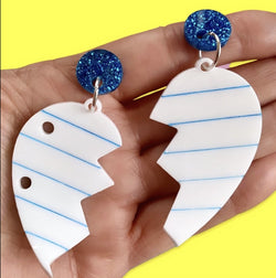 paper torn heart earrings