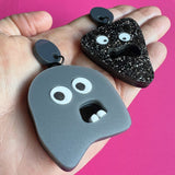 dark acrylic rock monster earrings