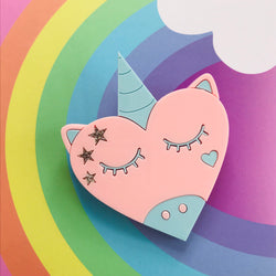 pastel unicorn heart brooch