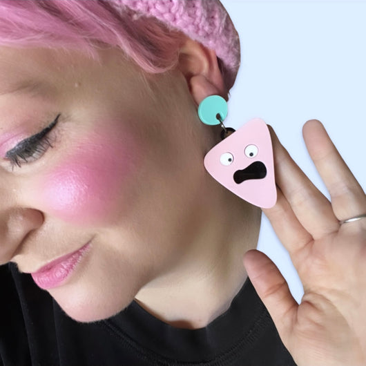 pastel pink monster earring