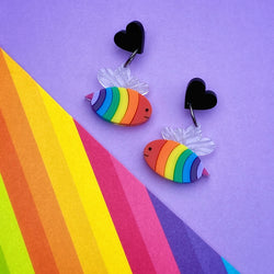 Cute Rainbow Bee Acrylic Earrings