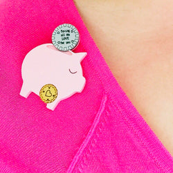 acrylic piggy bank brooch