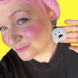 silver monster earring