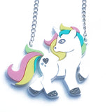 laser cut acrylic unicorn pony necklace