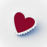 red and white Perspex laser cut acrylic heart brooch